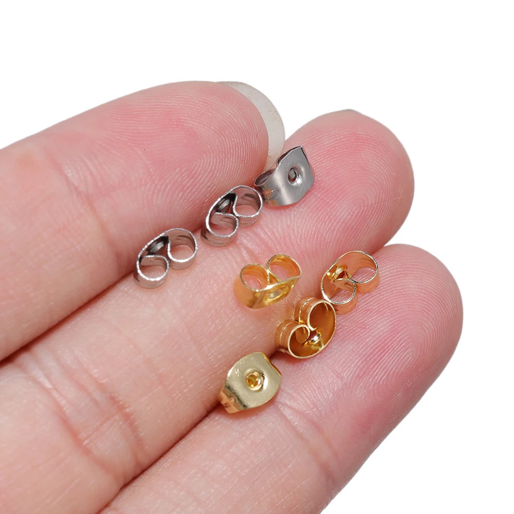 100Pcs Stainless Steel Earring Studs Backs Stopper Scrolls Ear Post Butterfly For Jewelry Making Back Plug Accessories 250804
