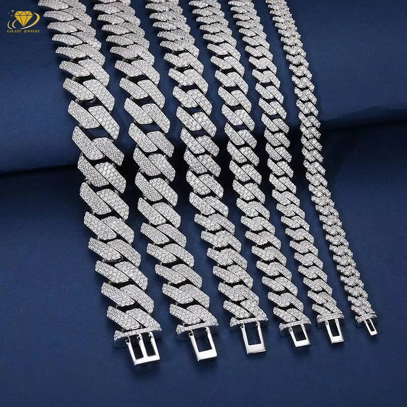 Fine Jewelry Necklaces Bracelet 6mm 8mm 10mm 12mm 15mm Hip Hop Vvs Diamond Silver 925 Iced Out Moissanite Cuban Link Chain
