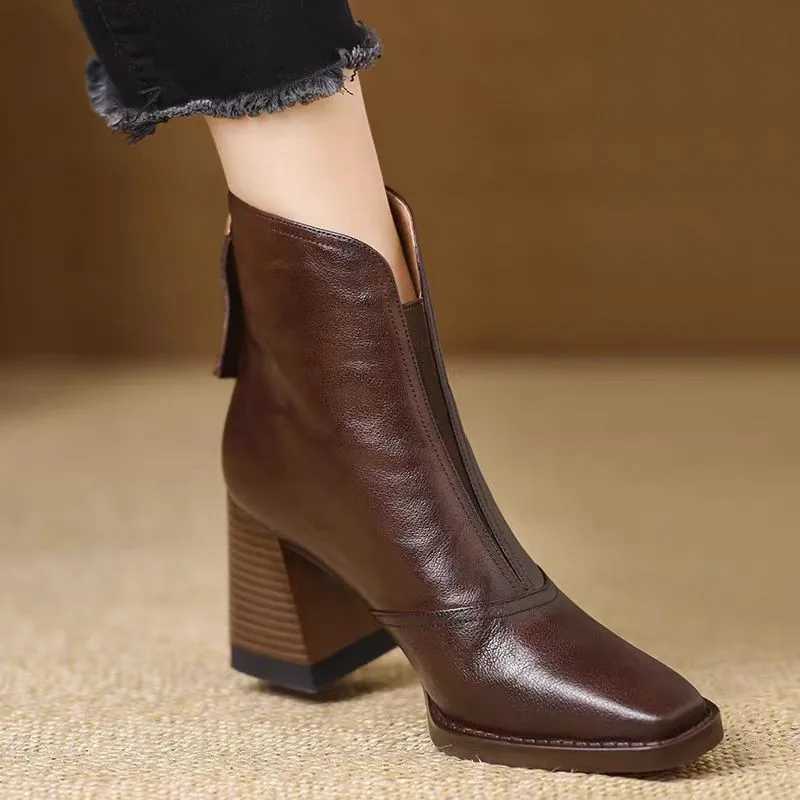 Ankle Boots for Women Side Zipper Stretch Middle Heel Short Boot Fi Pointed Shoes Botas De Mujer 2024 XJ250807