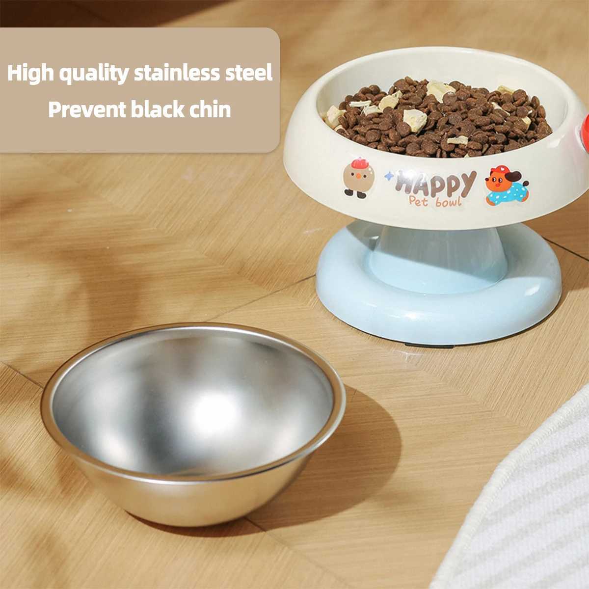 Stainless Steel Pet Bowl Non-Slip Durable Cat Food Bowl Dog Bowl Protects Cervical Spine for Kittens And Dogs Y250806