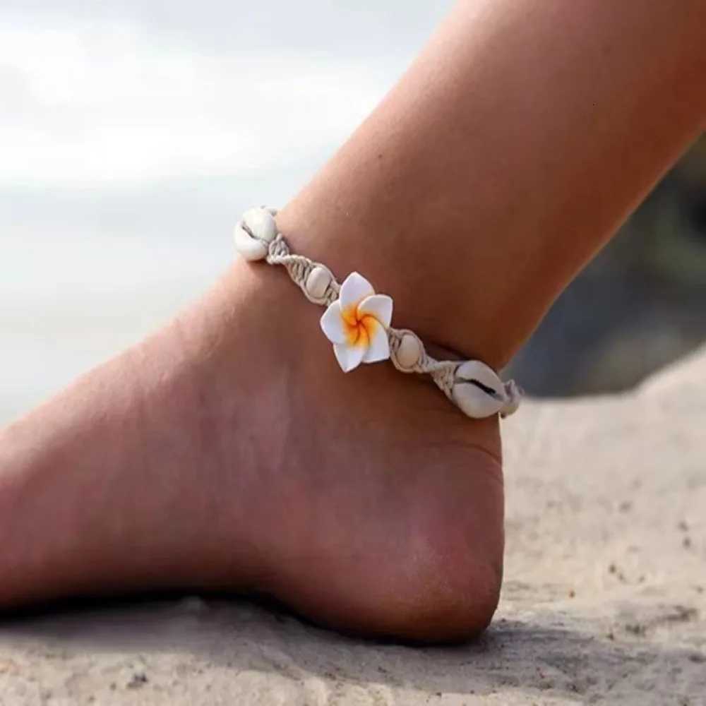 Boho Shell Rope Chain Anklets for Women Flower Shell Beach Charm Anklet Beach Barefoot Ankle Leg Chain Foot Jewelry Y250805