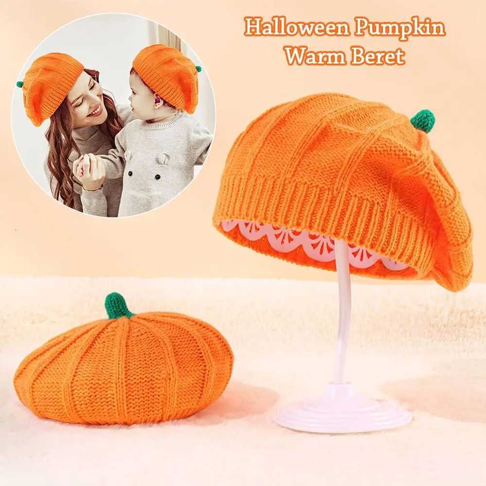Parent-child Beanies C Pumpkin Beret Hat Winter Warm Knitted Beanies C Halloween Hat For Women Kids Mother Baby XJ250807