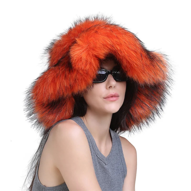 Fluffy Faux Fur Fisherman Hat For Women Winter Hats Plush Ear Protection Cap Windproof Warm Female Panama Caps Solid Bucket Hats 250806