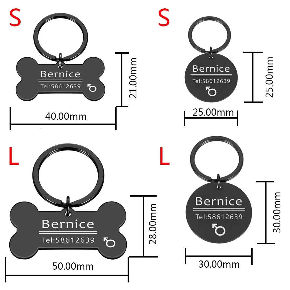 Personalized Engraved Cat Dog Pet ID Tag Dogs Anti-lost Collar Charm Engraving Pet Name Collar for Puppy Cats Collar Accessories 250805