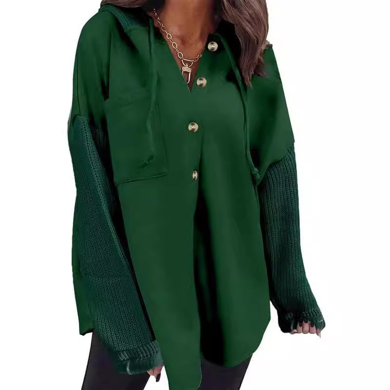 Free Shipping Designer Hoodie 2025 New European And American Women's Loose Casual Long Sleeved Button Up Hooded Sports Jacket