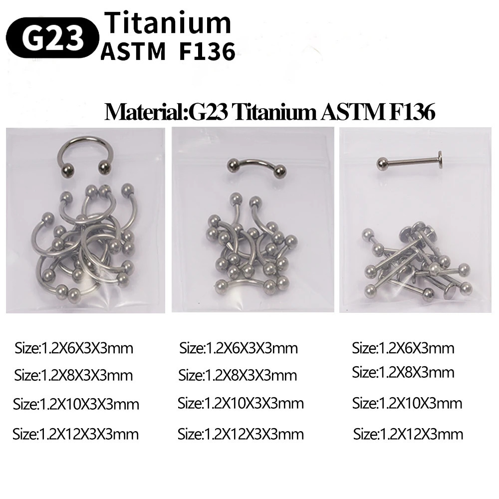 Wholesale 10PCS Eyebrow Piercing Jewelry Labret Lip Stud G23 Septum Piercing Nose Ring C rod Body Jewelry For Women 250805