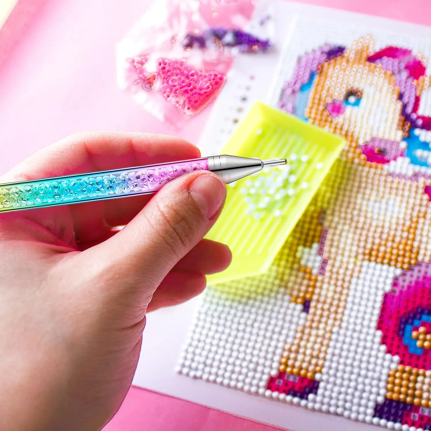 Gradient Rhinestone Picker Tool Dotting Pen Diamond Painting Pen Nail Dot Crystals Dual Ended Wax Pencil for Gems Nail Art DIY 250805