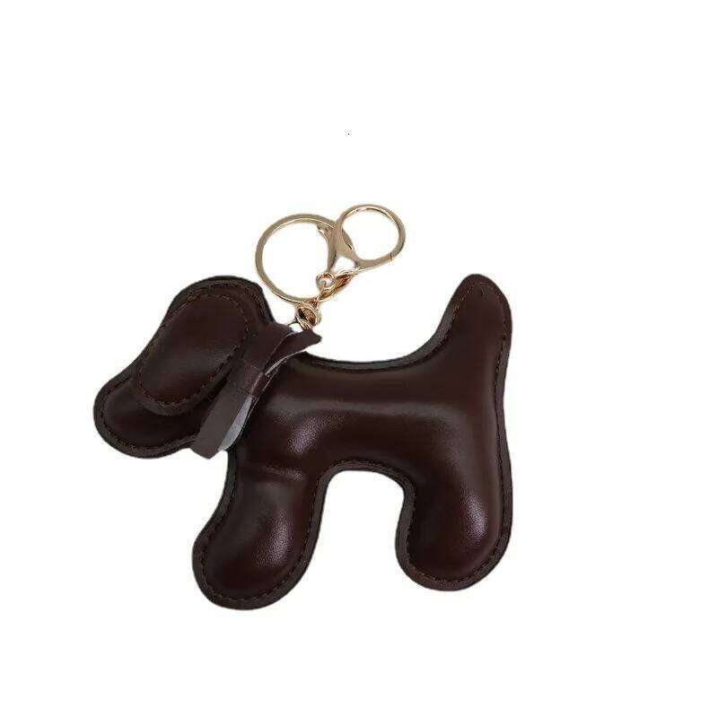 Cute Puppy Dog Keychain Leather Animals Keyring Hanging Ornament Backpack Handbag Charm Gift Women Men Bag Pendant Decoration
