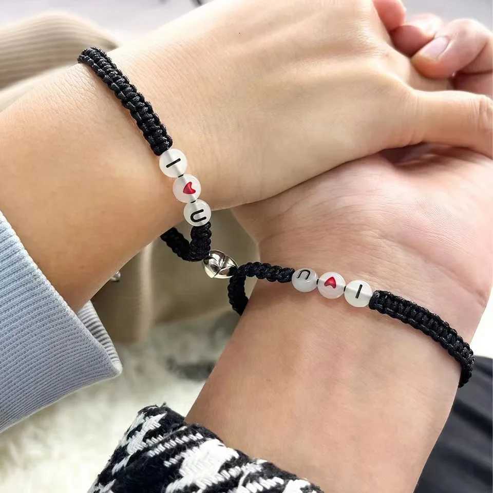 2Pcs/Set Luminous Letter I Love You Rope Bracelet Adjustable Sister Friendship Chain Bracelets For Women Men Couple Jewelry Gift W250807