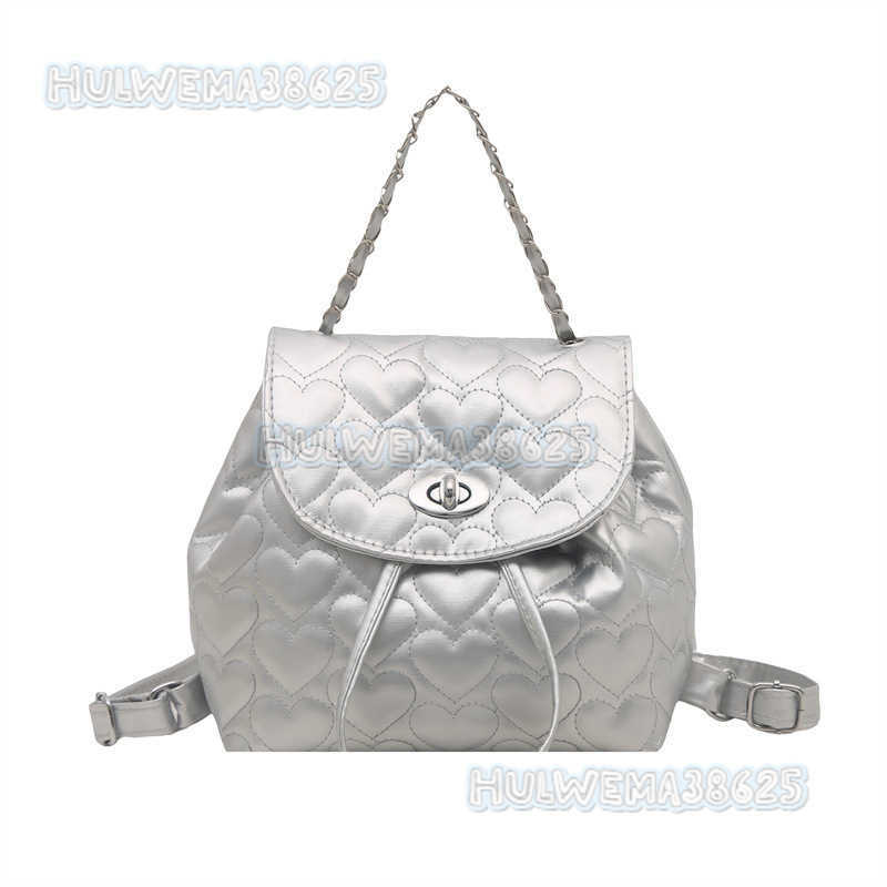 Style Heart Quilted Chain Backpack for Women 2025 New Fashion Casual Shoulder Bag Bucket Bag H250806