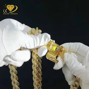 6mm-20mm Iced Out VVS 2Row Moissanite Miami Cuban Link 18K Gold Plated S925 Silver Hip Hop Fine Jewelry Diamond Test Necklace