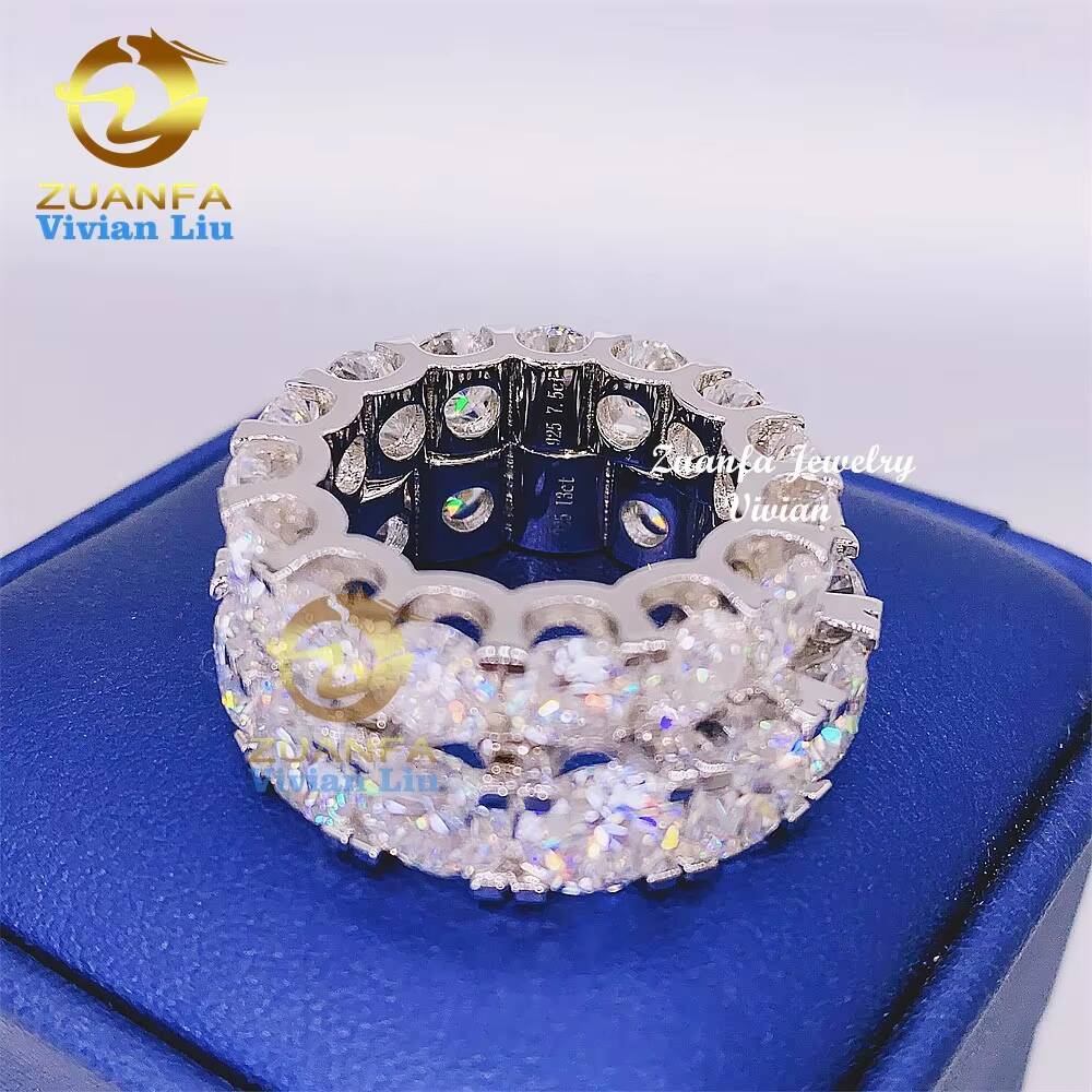 2025Wholesale Price Iced Out Diamond 925 Sterling Silver Custom Vvs Moissanite or Ring