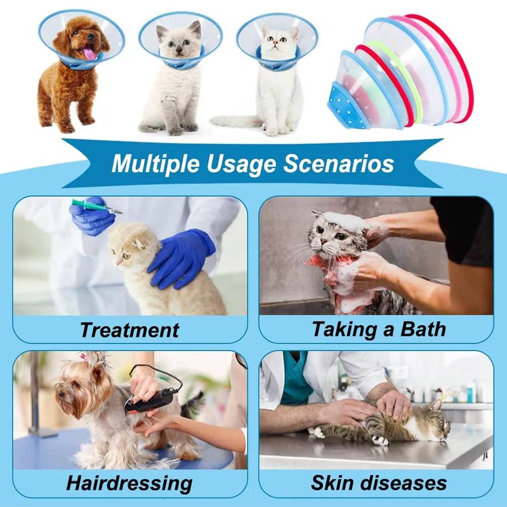 Pet Recovery Dog Cones Cat Cones After Surgery Adjustable Breathable Dog Cone Collar Soft Plastic Puppy Elizabethan E-Collar 250805