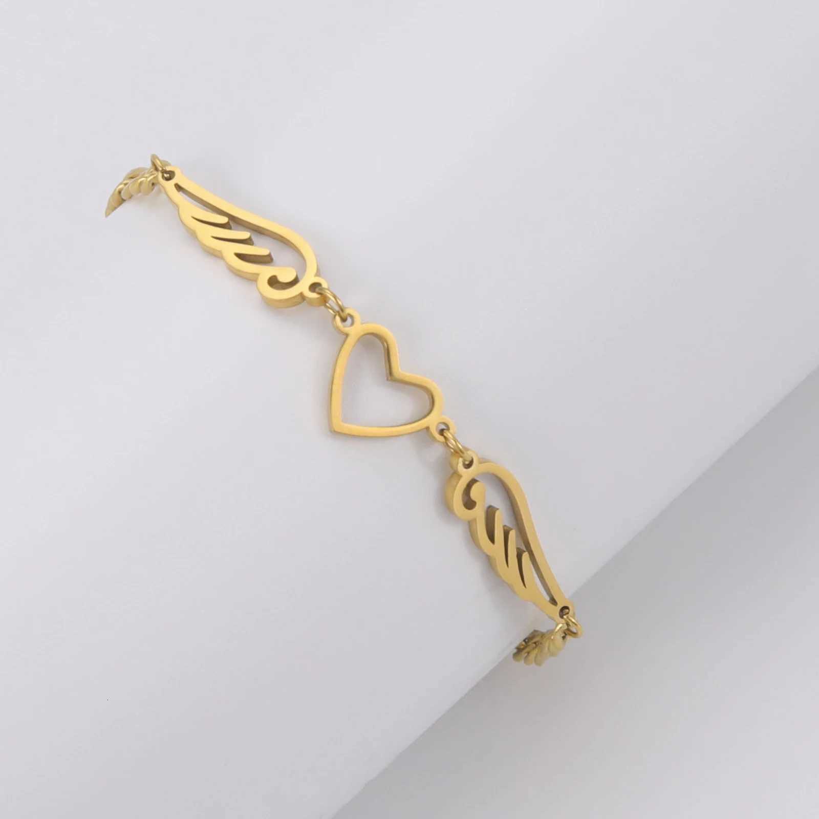 Allergy Free Stainless Steel Ankle for Women Heart Wing Charm on Leg Girls Foot Chains Anklet Jewelry Y250805