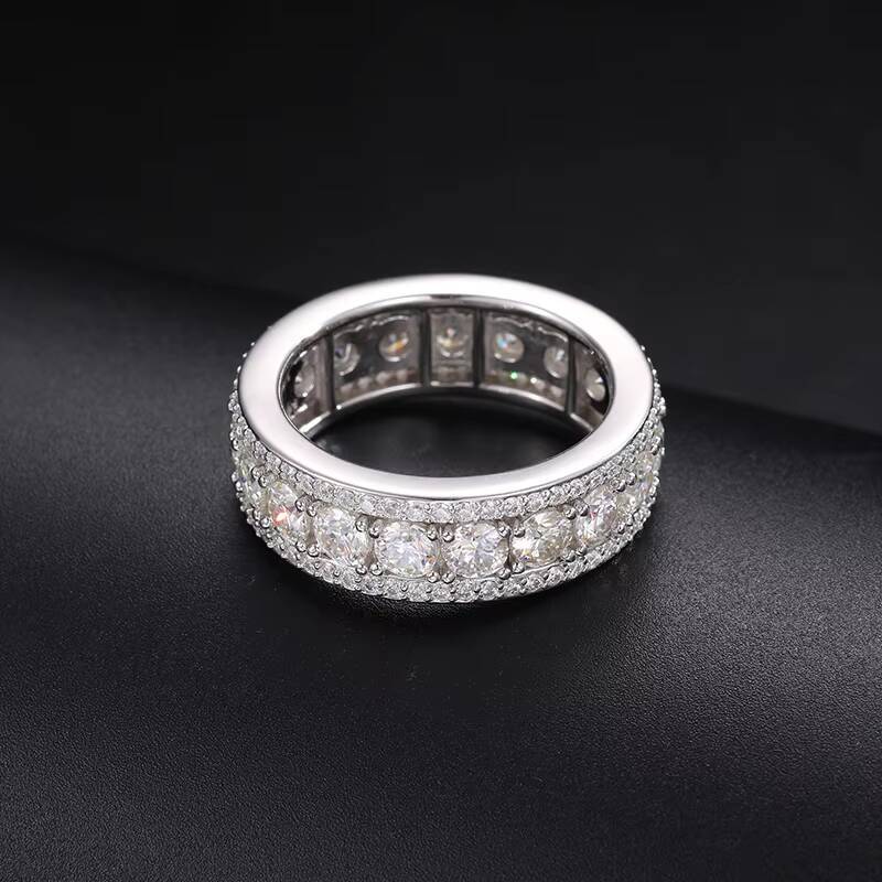 Fine Jewelry Wedding Engagement Ring 925 Sterling Silver VVS D Color Moissanite Diamond Men 18K Gold Eternity Band Rings