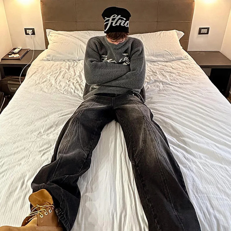 Men Beanie Kpop Letter Hat Y2k Black Knit Hip Hop Streetwear Wool Winter Korean Fashion Pullover Accessories Jacquard Women Cap 250806