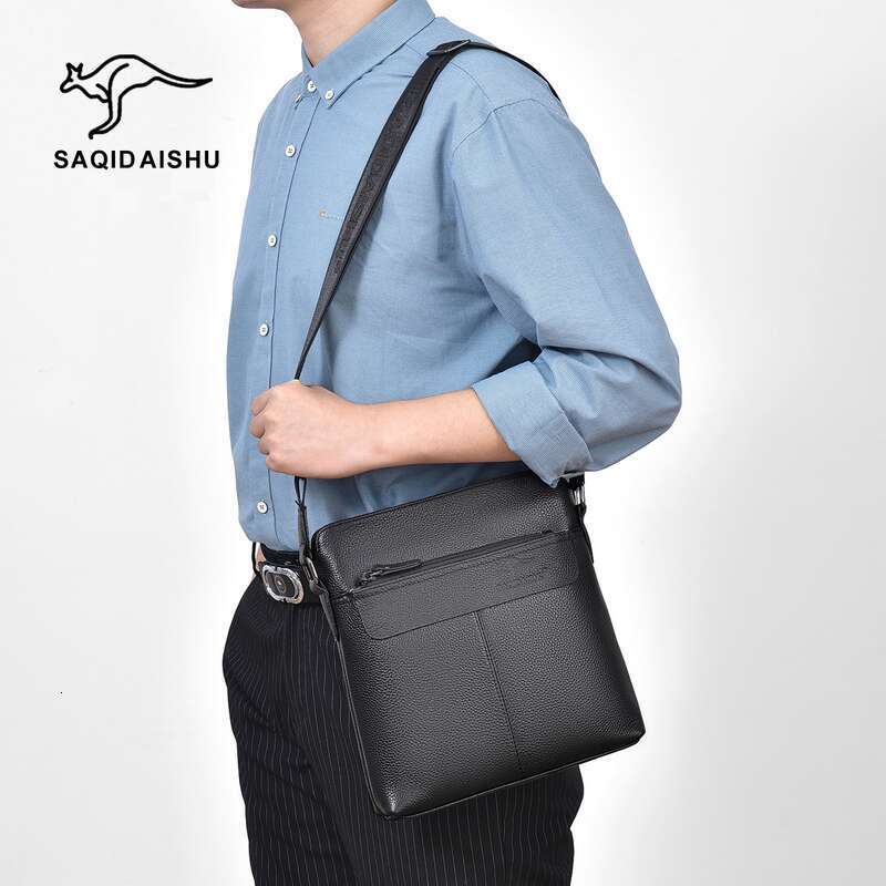 Bags New Men's Leather Simple First Layer Cowhide Bag Business Travel Messenger Shoulder Backpack