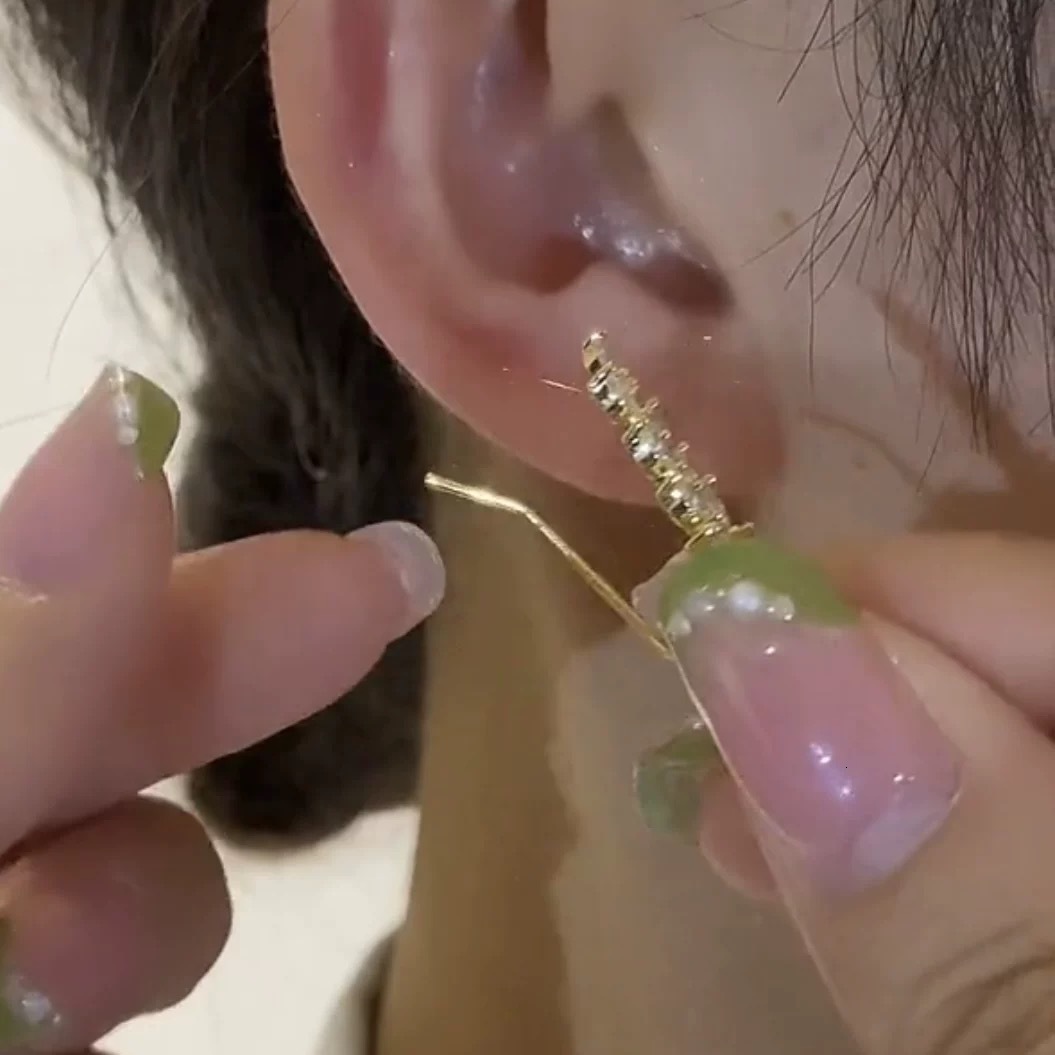 Free Shipping Designer Luxury Jewelry Zircon Wheat Spike Integrated Ear Stud Earrings Niche Super Shiny Leaf Stud Earrings Elegant Versatile Women