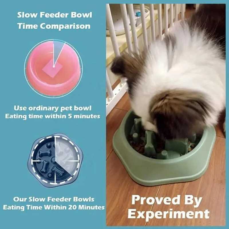 Slow Feeder Dog Bowl Non Slip Cat Dog Slower Food Feeding Dishes Large Small Medium Pet Slow Eat Dishes Bowl Pet Supplies Y250806