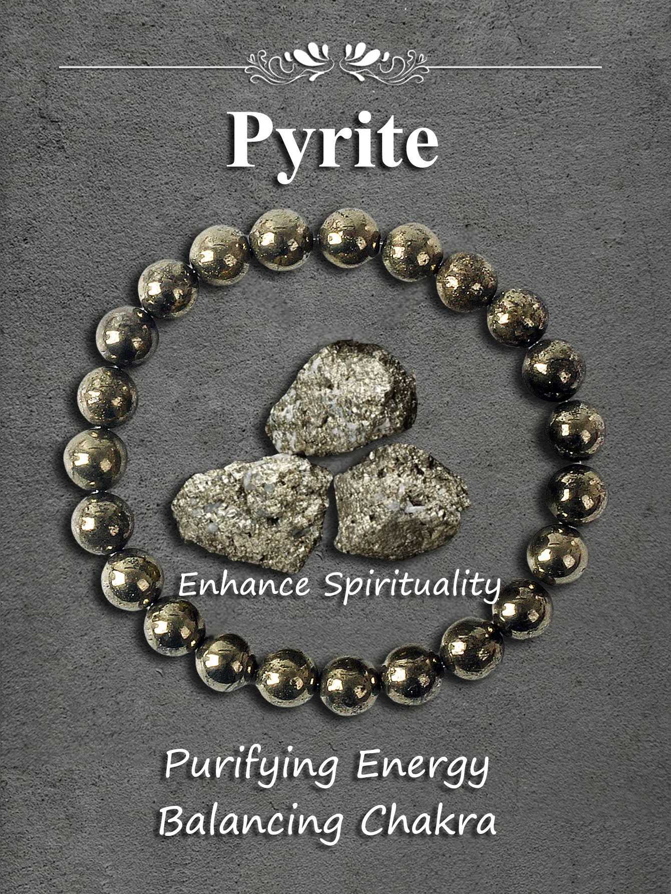 Natural Pyrite Stone Bead Bracelet for Wealth Abundance Confidence Boost Positive Energy Flow Protective Empowerment Jewelry W250807