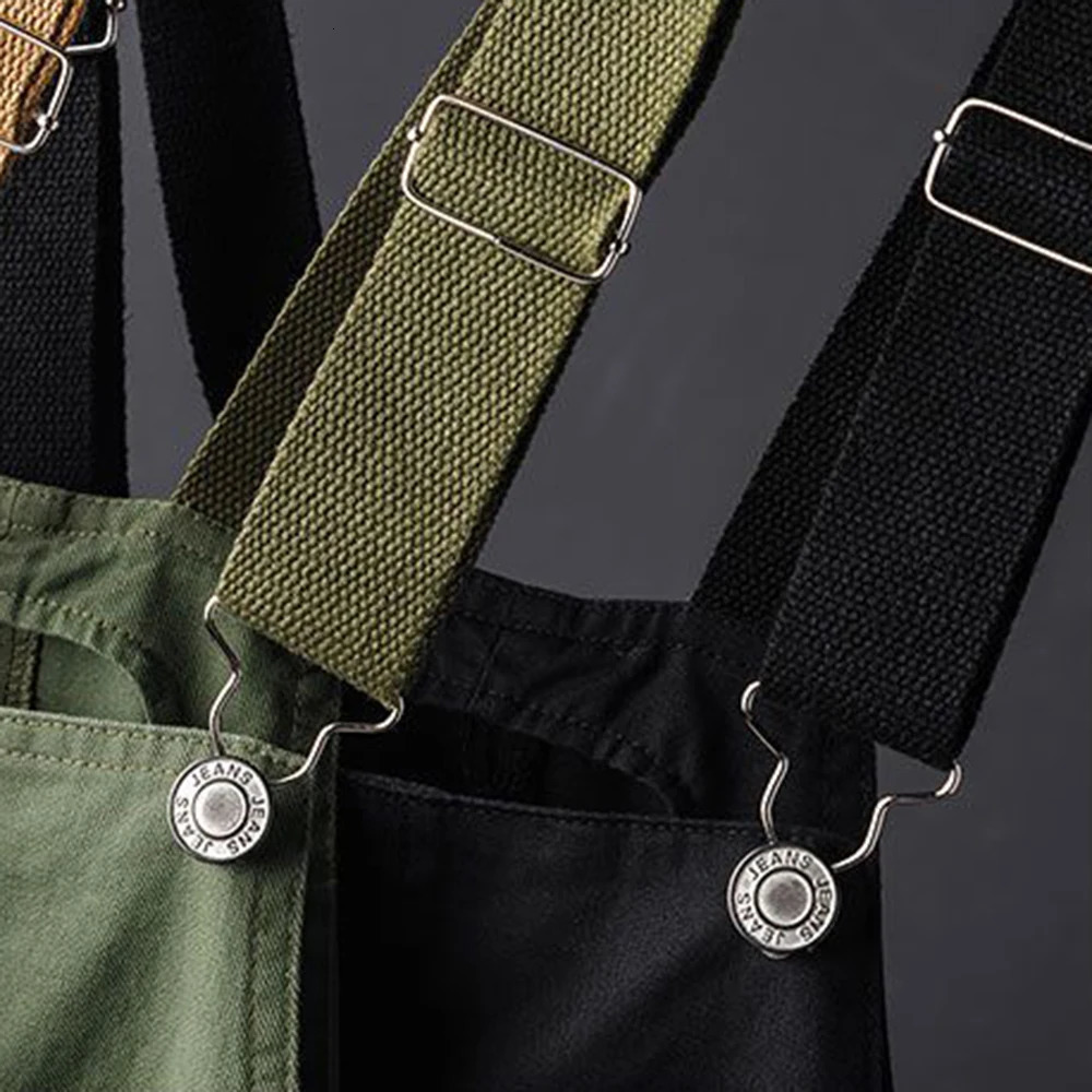 American High Street Solid Color Work Overalls 2024 Fashion Ahmei Khaki Retro Loose Trend Casual Jumpsuit For Men 250804