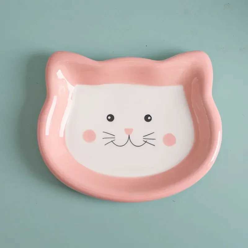 New Cartoon Ceramic Cat Dog Bowl Dish Cute Shape No Spill Pet Food Water Feeder Cats Puppy Small Pet Bowl Feeding Supplies Y250806