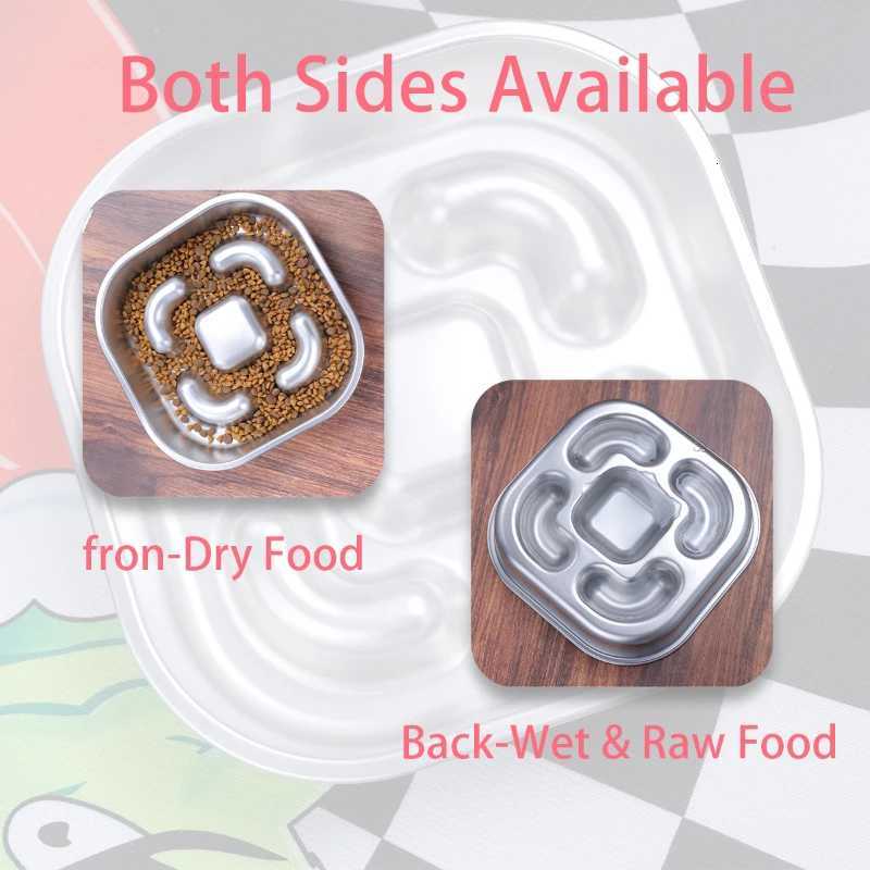 Dog Slow Feeder Bowls 304 Stainless Steel Dog Slow Feeder Bowl Available on Both Sides Slow Feeding Feeder Pets Cats Dog Bowls Y250806