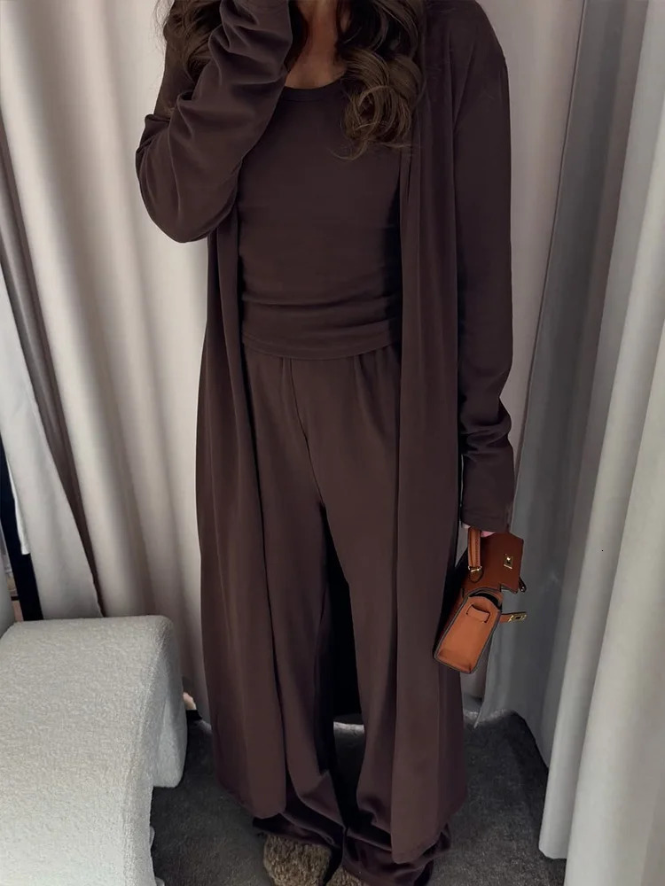 TSDFC Summer Women Club Clothing Vestidos Clothing Casual Three Piece Set Long Jacket Vest Wide Leg Trousers Pant Sets 250801