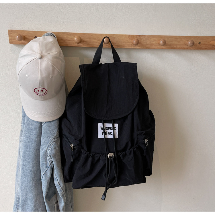 Free shipping designer 2025 New Summer Backpack Drawstring Adjustable Black Khaki Nylon Backpack Large Capacity Lightweight