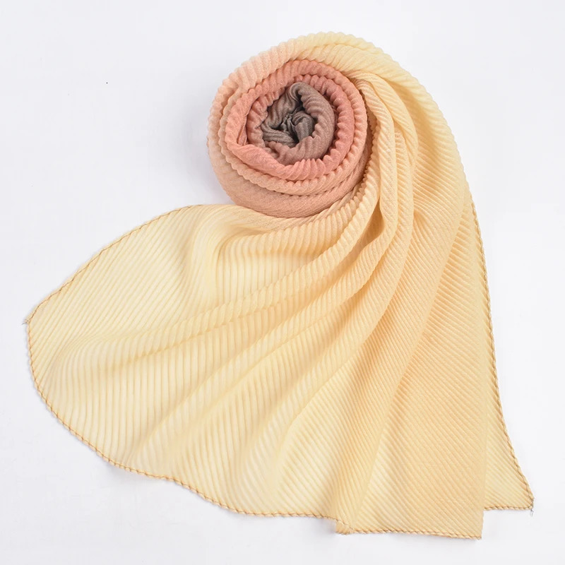 Autumn and Winter High Quality Balinese Yarn Twill Wrinkled Long Scarf Breathable Pleated Wrapped Shawl 250805