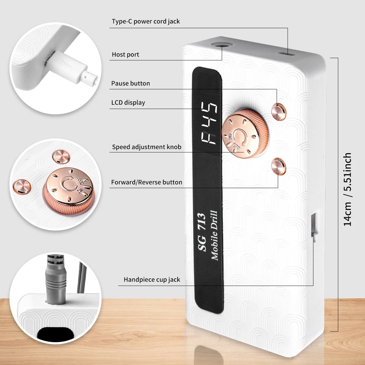 45000RPM Electric Nail Drilling Machine Low Noise Rechargeable Nail Gel Polishing Machine Suitable for Nail Art Salon Tools 250807