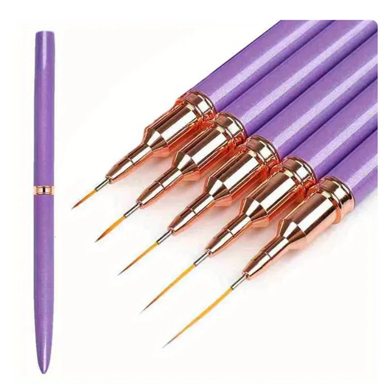 5Pcs/Set Nail Art Liner Brushes Set Elongated Lines Striping Drawing UV Gel Painting Nail Pen Professional Manicure Tool 250805