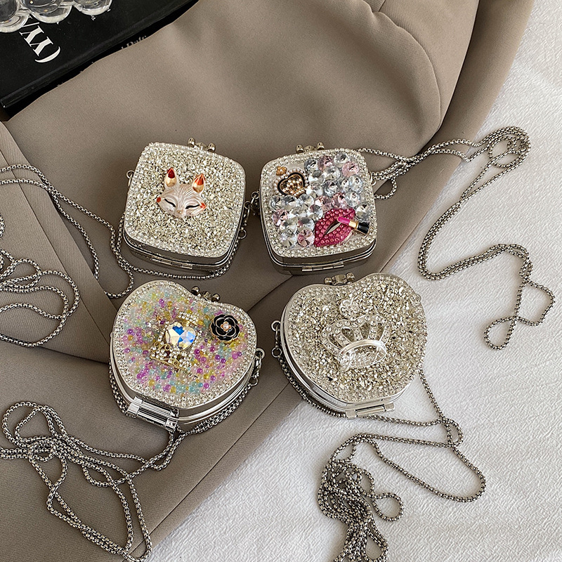 Free shipping designer Shiny Hot Girl Chain Crossbody Bag Acrylic Bag Female Mini Full Diamond Inlaid Powder Bag Street High-end Small Bag