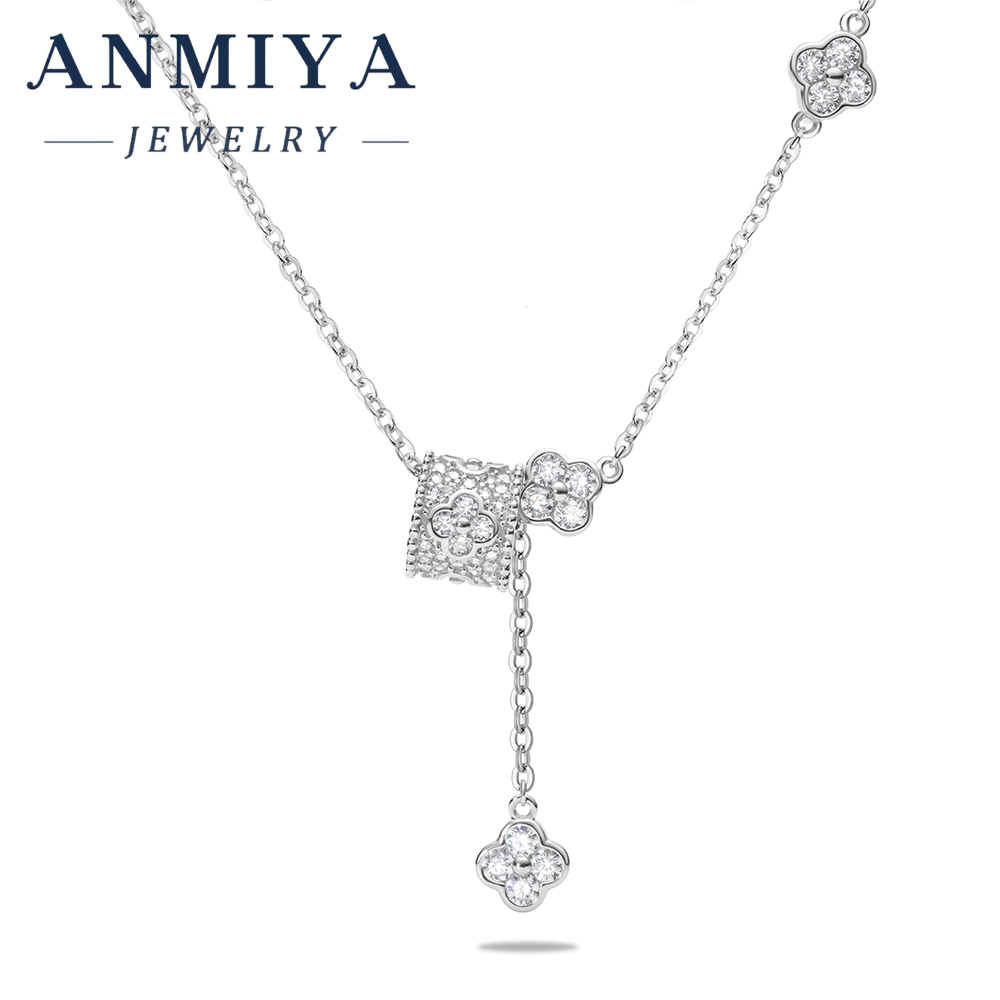 Light Luxury Design High Sense Four-leaf Clover Fringe 925 Silver Necklace Sweet Girl Necklace