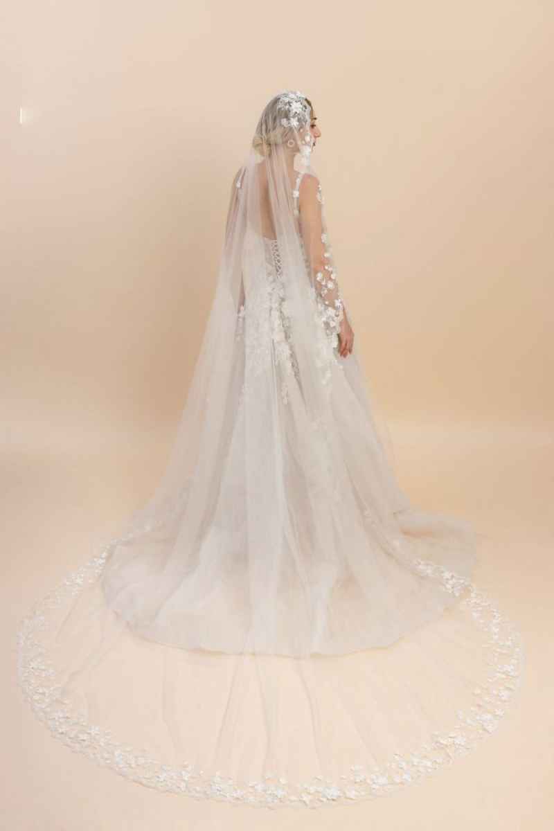 Graceful Bridal Veils Women One Layer Appliques Lace Edge Soft Tulle Wedding Custom Made Marriage Accessories