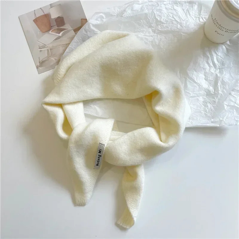Winter Korea Knitted Triangle Scarf Wool Warm Shawl Scarf Women Neck Protection Smallscarf Cashmere Scarf 250805