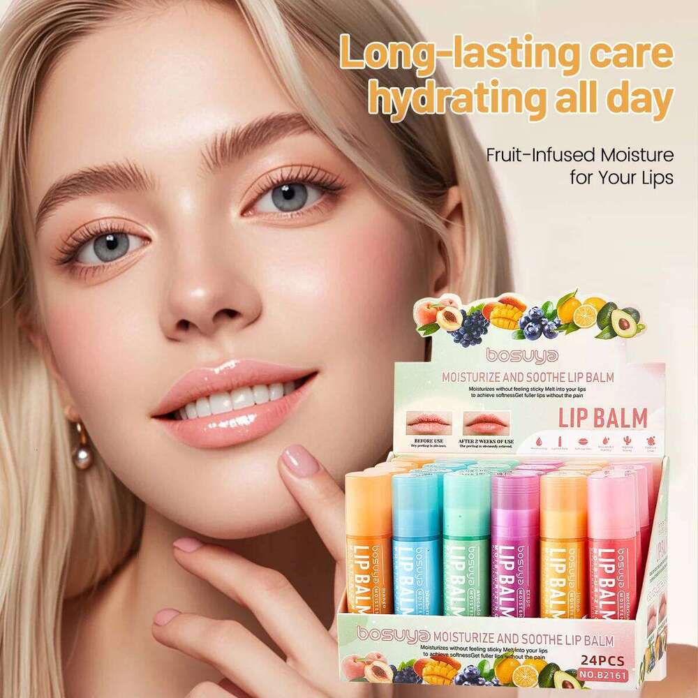 24Pcs Fruit Series Set Honey Grape Avocado Moisturizing Repair Anti-Cracked Non-sticky Lip Balm for Lips Skin Care X250807