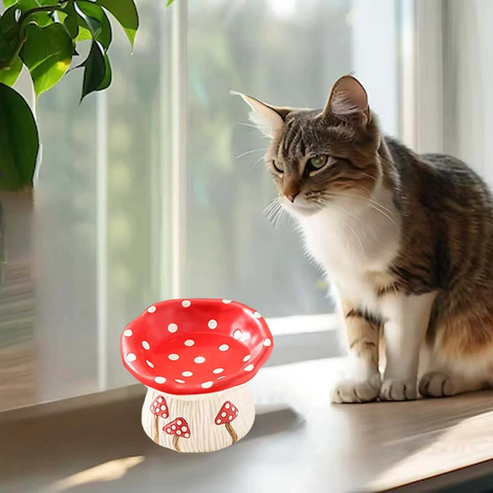 Ceramic Raised Cat Bowl Non Slip Pet Food Water Bowl Kitten Slow Feeder Dish for Small Dog Cat Pet Feeding Supplies Y250806