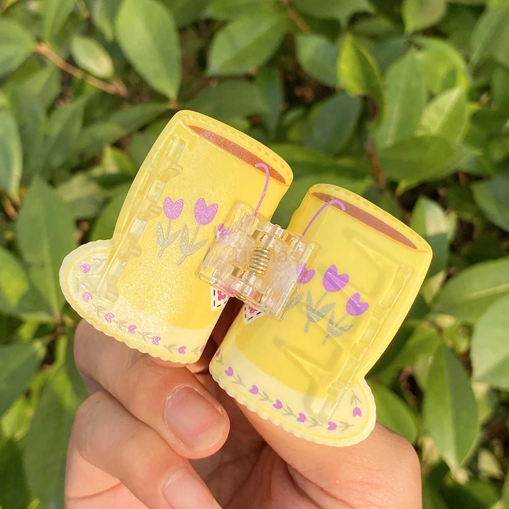 Sweet Cute Plastic Pastoral Flower Print Cup Hairpin For Women Girls New Cute Vase Shape Hair Clip Claw Accessories U250807