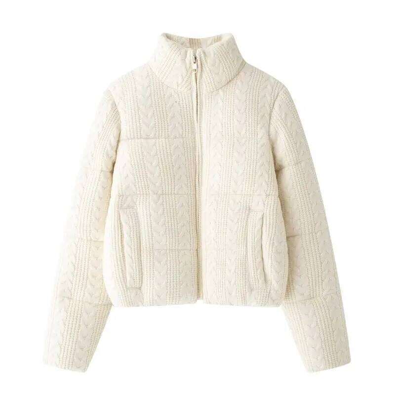 Designer Clothing 2025 Winter Women's Commute Thi Knitted Loose Jaet Outerwear Long Sve Zipper Closure Cotton Blend Faionable Versatile