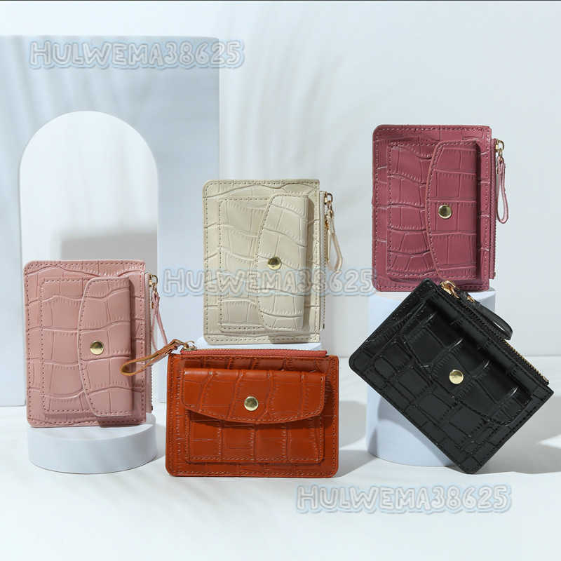 New Card Holder Coin Purse Zipper Card Slot Wallet for Women Candy Color Crocodile Pattern Style H250806