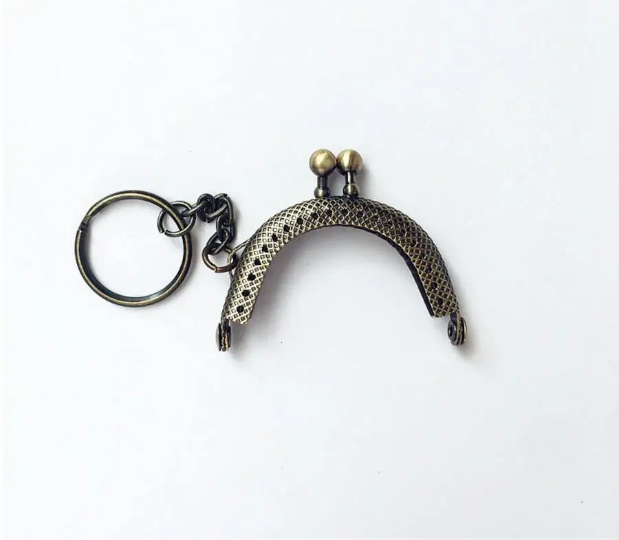 KISSDIY 20PCS 5CM Antique Bronze Silver Golden Metal Coin Purse Frames With Keyring Bag Handle Kiss Clasp DIY Bag Accessories 250807