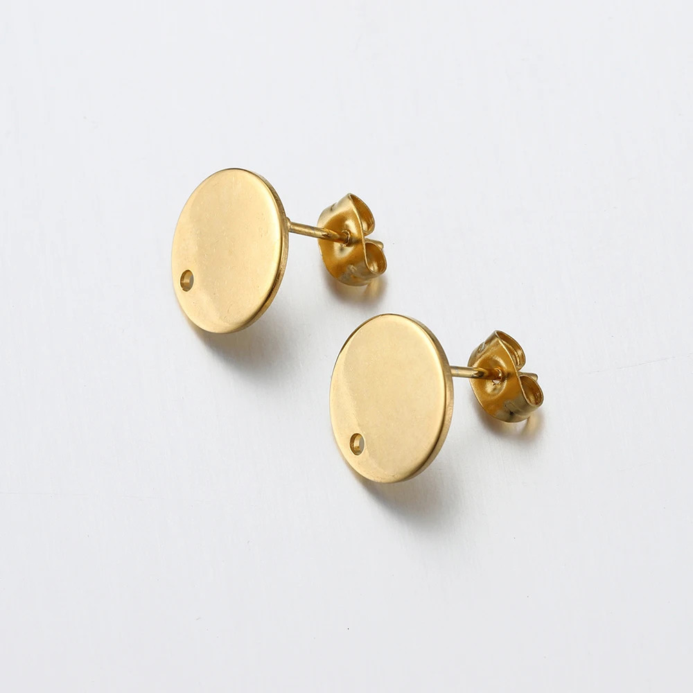 10pcs No Fade Stainless Steel Round Blank Post Earring Studs Base Pins With Plug Ear Back for Jewelry Making DIY Supply 250804