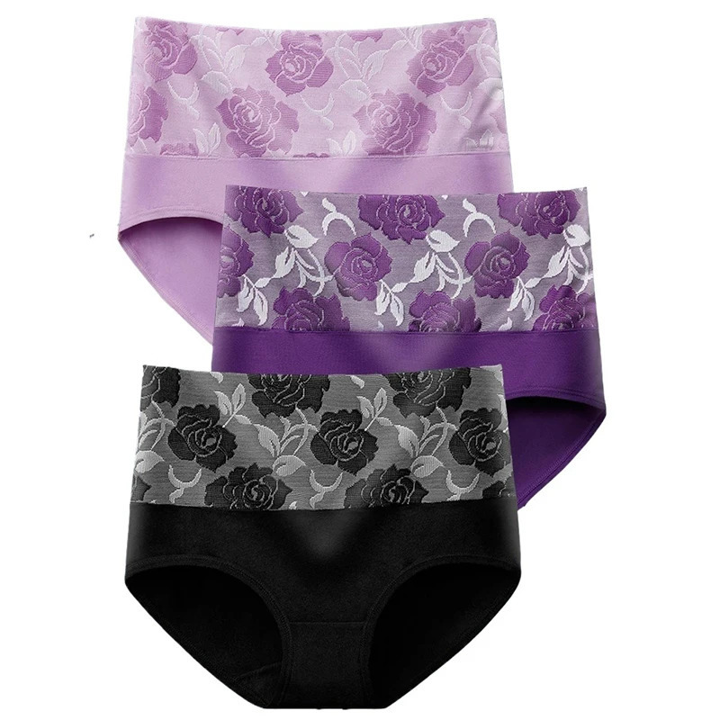 3PcsLot Womens Underwear Plus Size Cotton Panties High Waist Briefs Sexy Lingerie Female Pantys M5XL Seamless Underpant Girls 250807