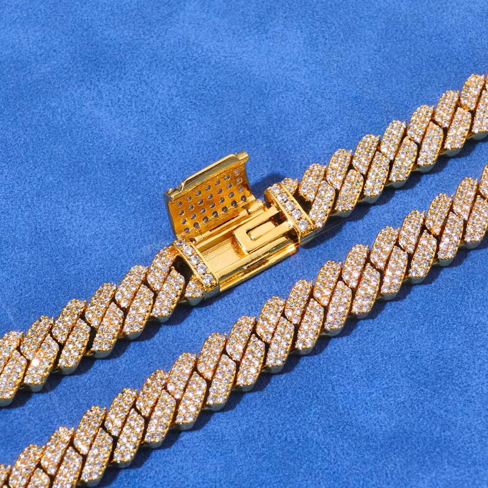 Hiphop Hight Quality VVS Moissanite 8mm Flip Button Link Chain Necklace 8mm 925 Silver Cuban Chain Men Jewelry