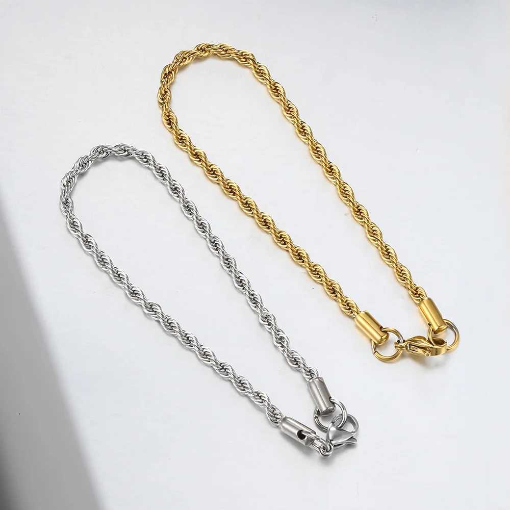 3mm 4mm Stainless Steel Rope Chain Bracelet for Women Gold Color Minimalist Bangle Hand Accessories Trendy Hippie Jewelry for Women C048 W250807