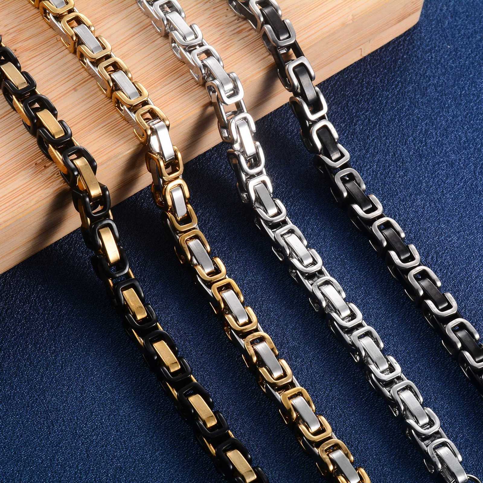 6mm 23cm Cool Stainless Steel Byzantine Chain Bracelet for Men Chunky Punk Rock Boy Hand Chain Anklet Wristband Metal Jewelry W250807