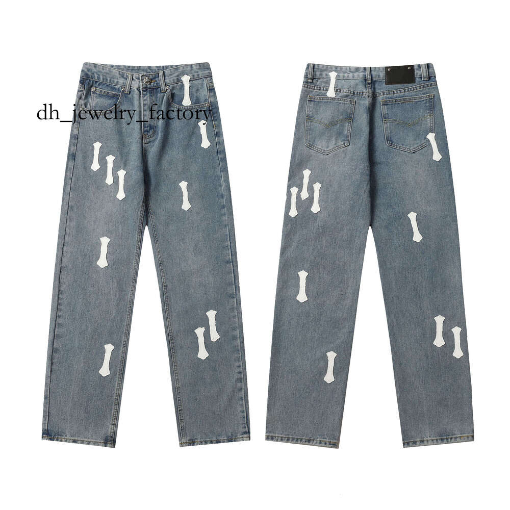 Chrome Jeans 25 Jeans New Men's Women's Jeans Designer Make Old Washed Straight Trousers Letter Prints Long Style High Quality Luxury J