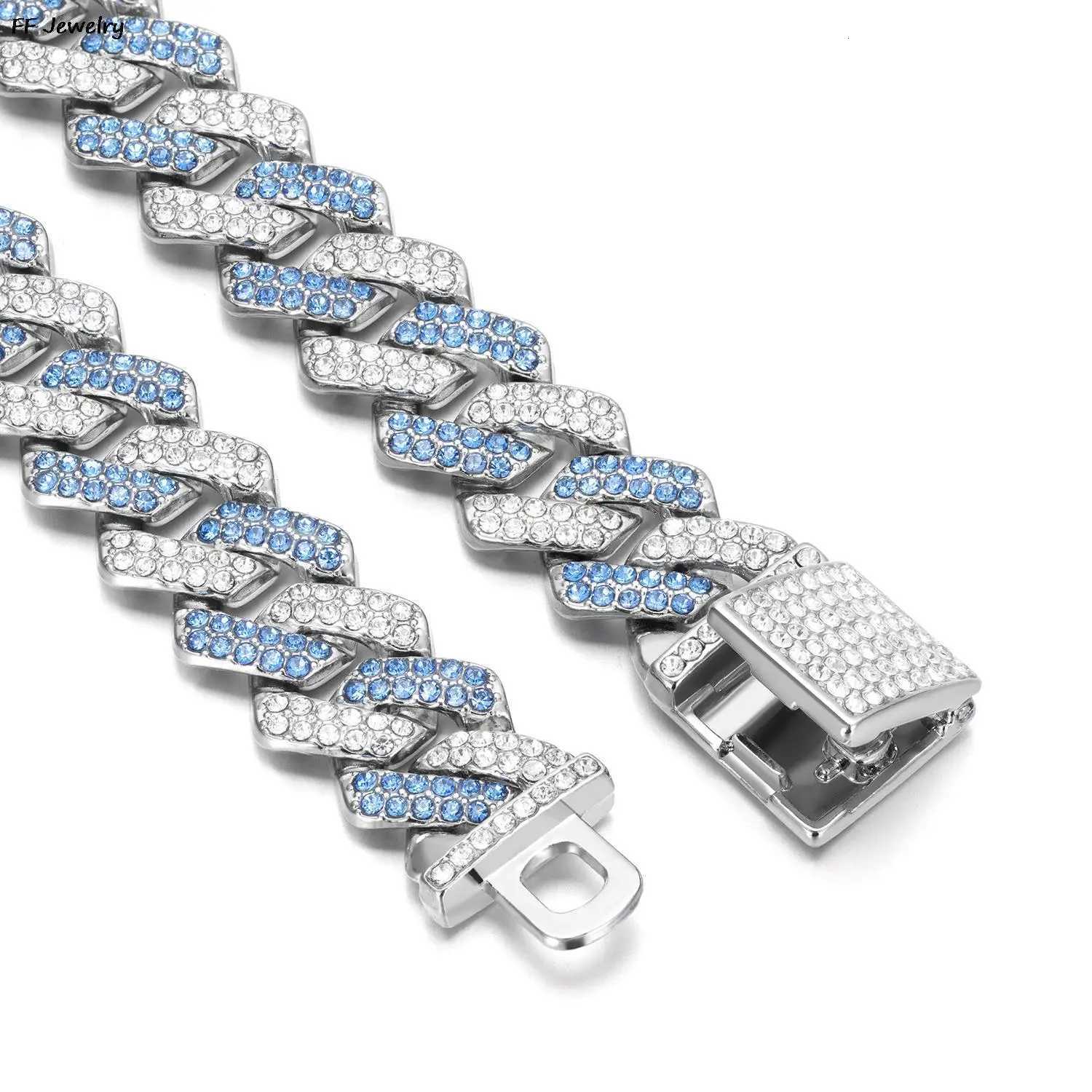 14mm Crystal Miami Iced Out Cuban Link Chain Bracelet For Men Women Full Rhinestones Charms Hip Hop Jewelry Chain Wholesale Gift W250807