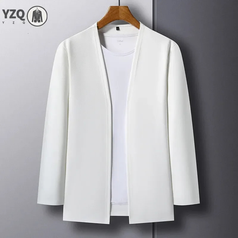 Mens Casual Solid Color Long Sleeved Cardigan Cloak Spring and Autumn Fashionable Comfortable Top 250805